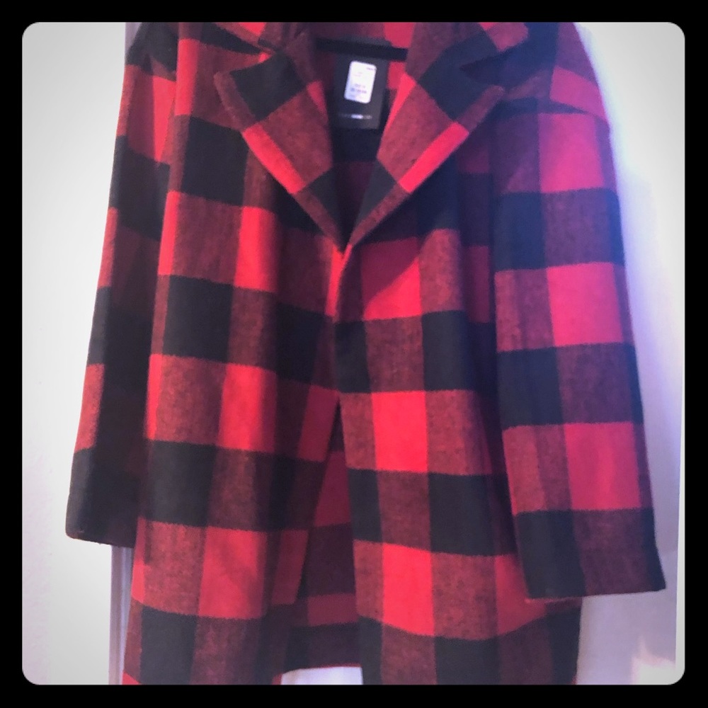 Red and black peacoat NWT